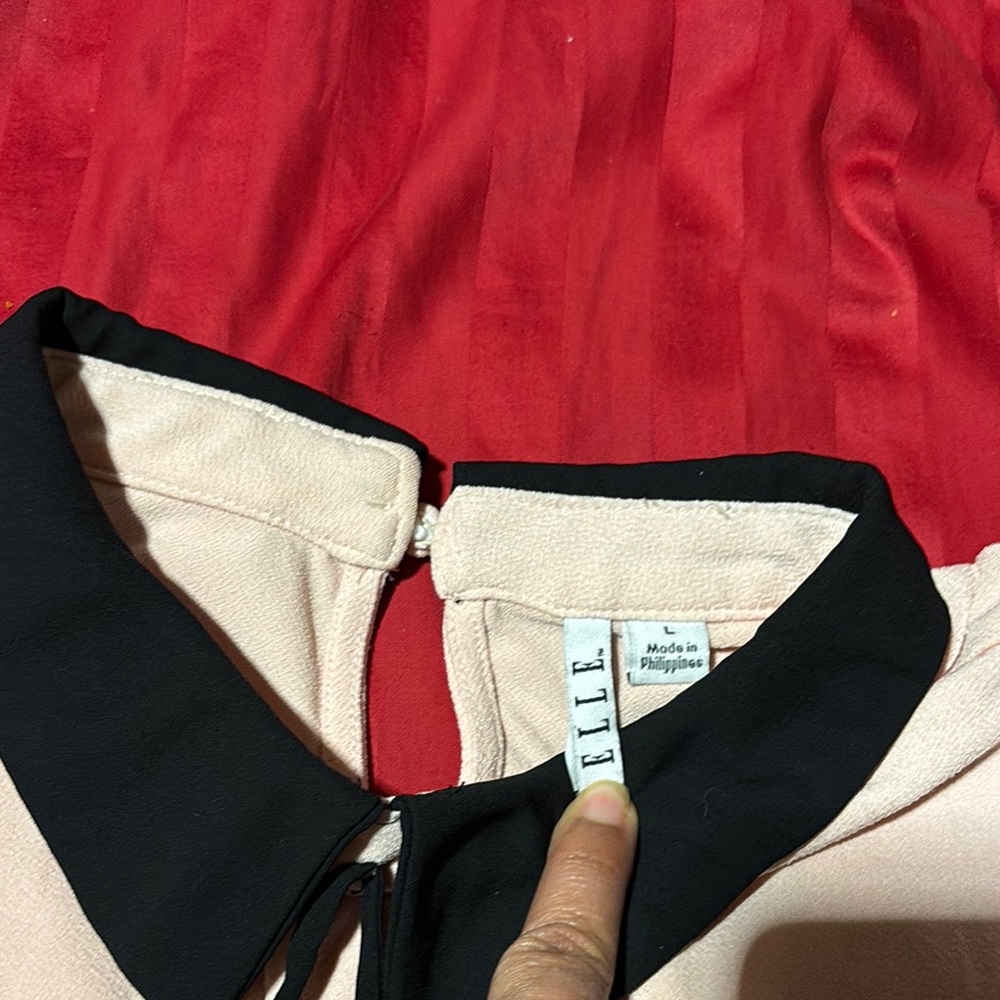 ELLE Pink and Black Collared Top